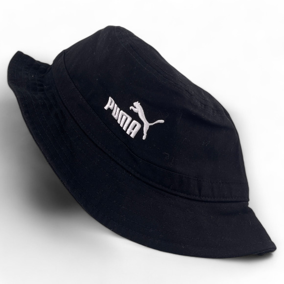Puma Cat Logo Classic All Black White Logo Boonie Bucket Hat Unisex Adult OSFA - Picture 3 of 3